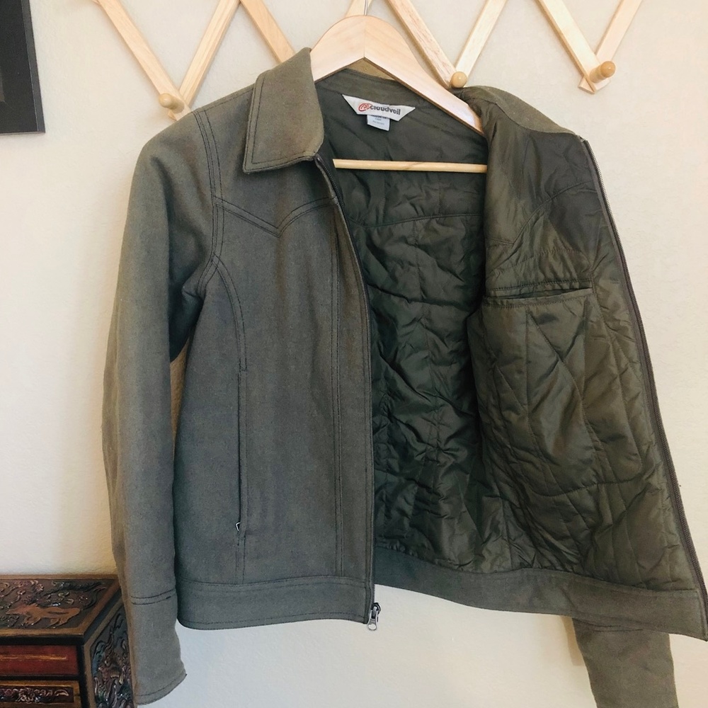 Cloudveil Green Wool Blouson Jacket - image 7